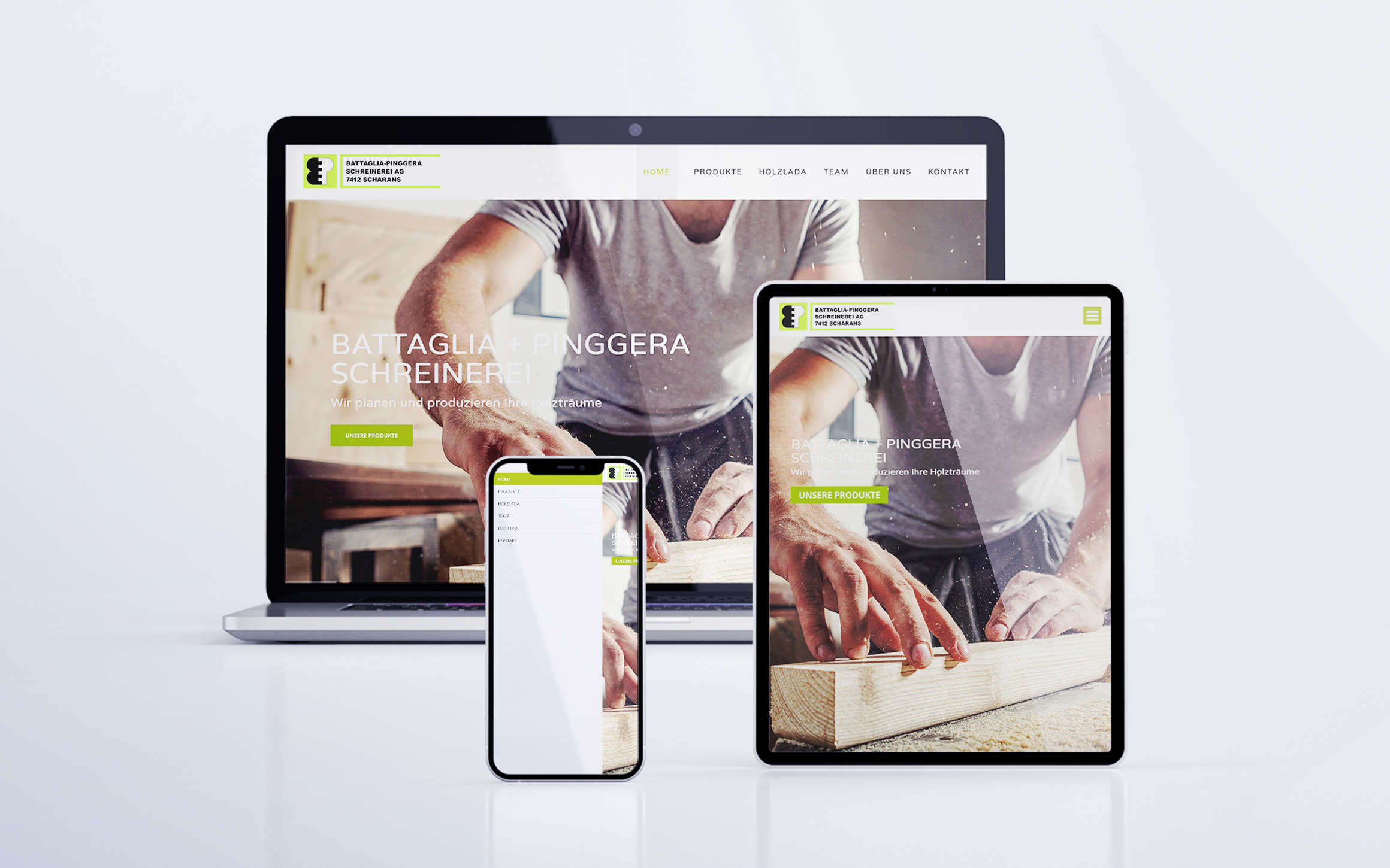 Battaglia+Pinggera AG, Schreinerei, Küchenbau, Scharans: Website